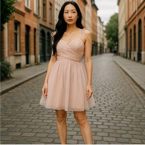 JIM HJELM Occasion Women‎ Sz 12 Formal Mini Tulle Dress Petal Pink Lined